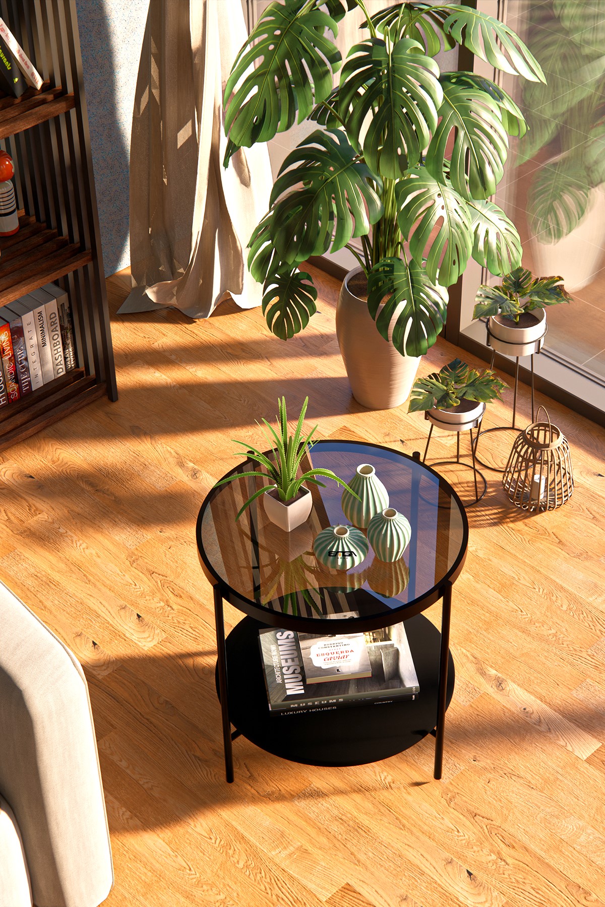 Măsuță Cafea TROY, Design Modern, Cadru Metalic, 57x57x52 cm, Mobilier Living, Mobila Mega – Măsuțe Cafea – imagine 2