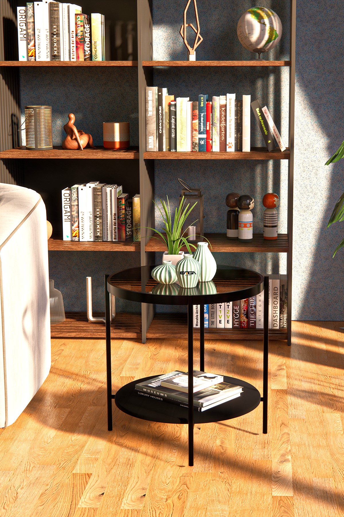 Măsuță Cafea TROY, Design Modern, Cadru Metalic, 57x57x52 cm, Mobilier Living, Mobila Mega – Măsuțe Cafea – imagine 3