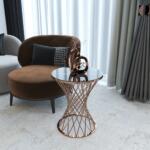 Mini Măsuță Cafea HASIR ROSE, Design Modern, Cadru Metalic, 42x42x50 cm, Mobilier Living, Mobila Mega – Măsuțe Cafea – imagine 3