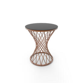 Mini Măsuță Cafea HASIR ROSE, Design Modern, Cadru Metalic, 42x42x50 cm, Mobilier Living, Mobila Mega – Măsuțe Cafea – imagine 4