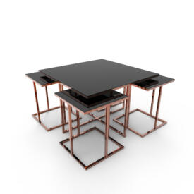 Set Măsuțe Cafea 4 + 1 ROSE, Design Modern, Cadru Metalic, Mobilier Living, Mobila Mega – Măsuțe Cafea – imagine 2