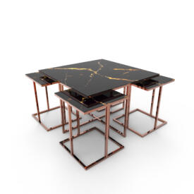 Set Măsuțe Cafea 4 + 1 ROSE, Design Modern, Cadru Metalic, Mobilier Living, Mobila Mega – Măsuțe Cafea – imagine 3