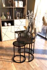 Set Măsuțe Cafea PERA 3 în 1, Suprapozabile, Design Modern, Cadru Metalic, Mobilier Living, Mobila Mega – Măsuțe Cafea – imagine 2