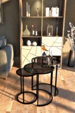 Set Măsuțe Cafea PERA 3 în 1, Suprapozabile, Design Modern, Cadru Metalic, Mobilier Living, Mobila Mega – Măsuțe Cafea – imagine 3