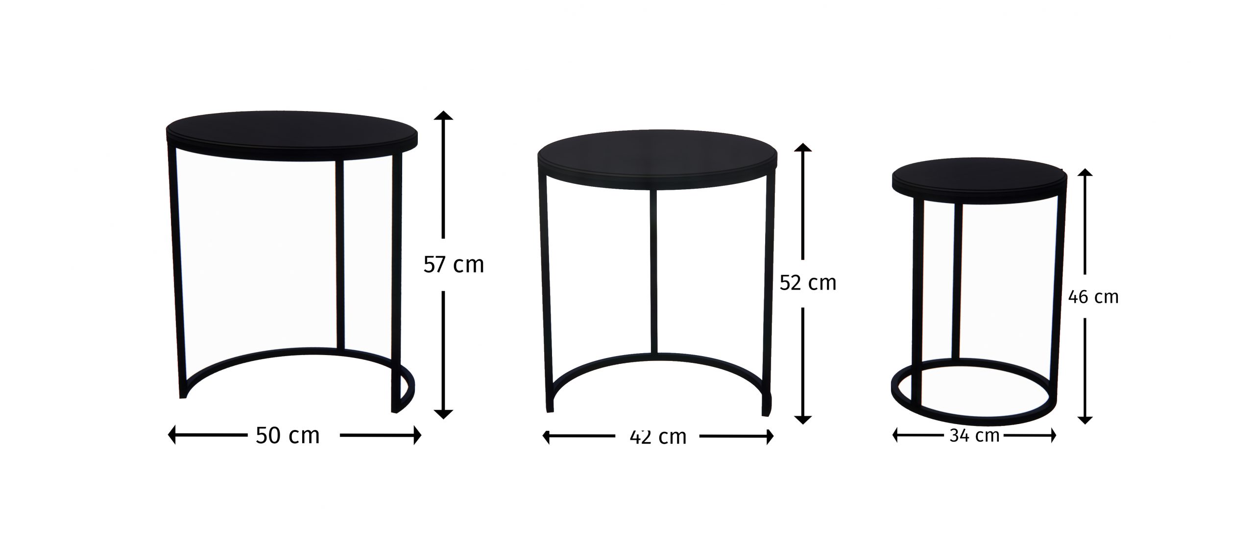 Set Măsuțe Cafea PERA 3 în 1, Suprapozabile, Design Modern, Cadru Metalic, Mobilier Living, Mobila Mega – Măsuțe Cafea – imagine 4