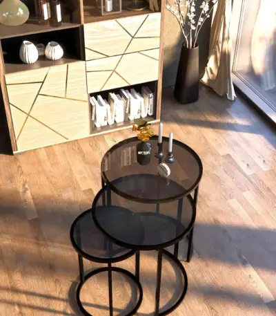 Set Măsuțe Cafea PERA 3 în 1, Suprapozabile, Design Modern, Cadru Metalic, Mobilier Living, Mobila Mega – Măsuțe Cafea