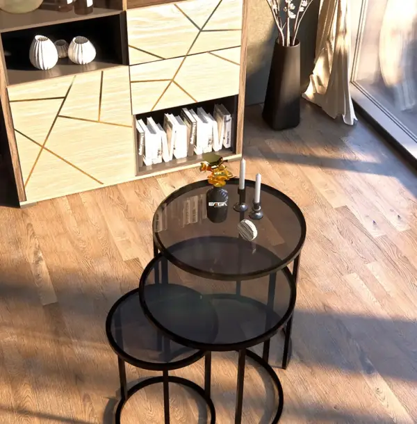 Set Măsuțe Cafea PERA 3 în 1, Suprapozabile, Design Modern, Cadru Metalic, Mobilier Living, Mobila Mega – Măsuțe Cafea