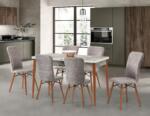 Set Masă Dining Extensibilă Kemer Marmura cu 6 Scaune, 128/168x80x77, Design Elegant, Mobila Mega – Mese și Scaune