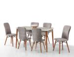 Set Masă Dining Extensibilă Kemer Marmura cu 6 Scaune, 128/168x80x77, Design Elegant, Mobila Mega – Mese și Scaune – imagine 2