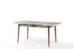 Set Masă Dining Extensibilă Kemer Marmura cu 6 Scaune, 128/168x80x77, Design Elegant, Mobila Mega – Mese și Scaune – imagine 4