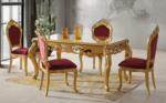 Set Masă Dining AYDA cu 6 Scaune Tapițate, 160×90 cm, Stil Baroc, Mobila Mega – Mobilier Living