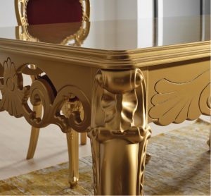 Set Masă Dining AYDA cu 6 Scaune Tapițate, 160×90 cm, Stil Baroc, Mobila Mega – Mobilier Living – imagine 2