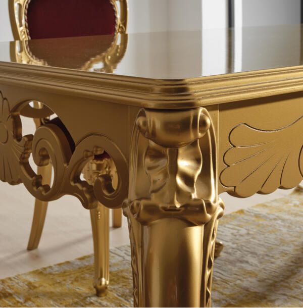 Set Masă Dining AYDA cu 6 Scaune Tapițate, 160×90 cm, Stil Baroc, Mobila Mega – Mobilier Living – imagine 2