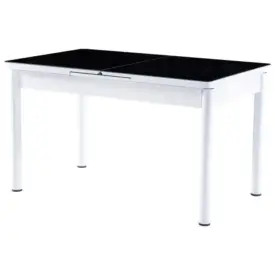 Set Masă Dining Extensibilă GOLD OG22, Negru Alb Crem cu 6 Scaune Tapițate, Modernă,130/170x80x77, Design Elegant, Mobila Mega – Mese și Scaune – imagine 2