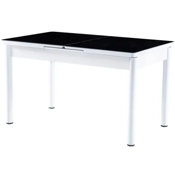 Set Masă Dining Extensibilă GOLD OG22, Negru Alb Crem cu 6 Scaune Tapițate, Modernă,130/170x80x77, Design Elegant, Mobila Mega – Mese și Scaune – imagine 2