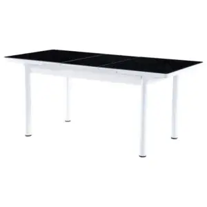 Set Masă Dining Extensibilă GOLD OG22, Negru Alb Crem cu 6 Scaune Tapițate, Modernă,130/170x80x77, Design Elegant, Mobila Mega – Mese și Scaune – imagine 3