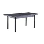 Set Masă Dining Extensibilă SPRING Negru Marmorat cu 6 Scaune, 130/168x80x77, Design Elegant, Mobila Mega – Mese și Scaune – imagine 2