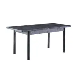 Set Masă Dining Extensibilă SPRING Negru Marmorat cu 6 Scaune, 130/168x80x77, Design Elegant, Mobila Mega – Mese și Scaune – imagine 2