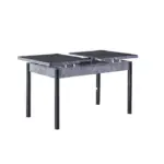 Set Masă Dining Extensibilă SPRING Negru Marmorat cu 6 Scaune, 130/168x80x77, Design Elegant, Mobila Mega – Mese și Scaune – imagine 3