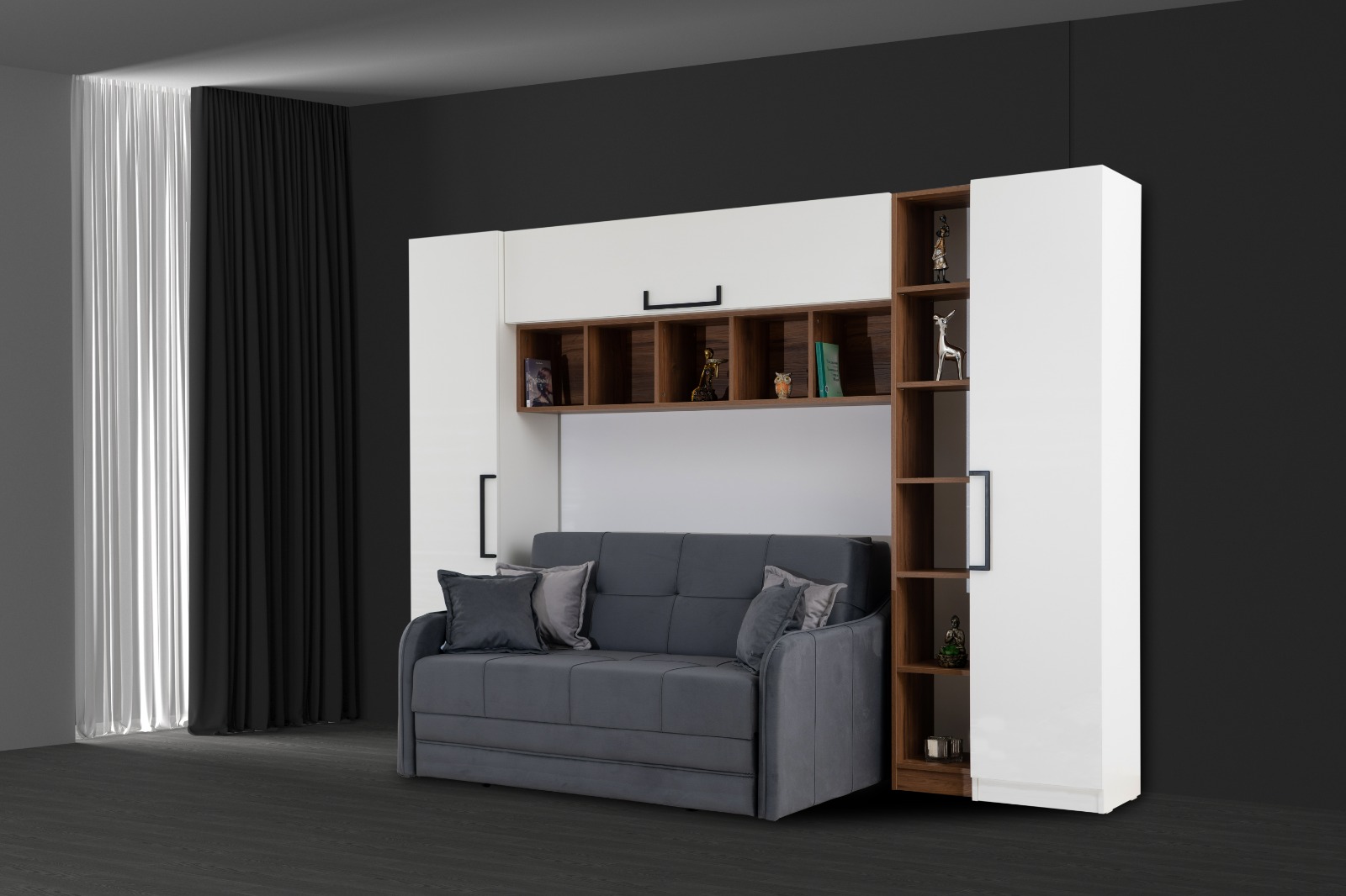 Ancadrament Dormitor GENIUS G2, pentru Pat 160x200 cm, Design Modern, PAL Melaminat 18 mm, Mobilă Dormitor, Mobila Mega – Dormitoare