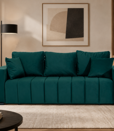 Canapea Extensibilă MAURO, 3 Locuri, Ladă Depozitare, Funcție Pat 150x190 cm, 236x97x70 cm, Design Modern, Confort Premium, Mobila Mega – Canapele
