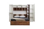 Dormitor GENIUS G1, Pat 160x200 cm, Dulap cu Uși Glisante și Oglindă 250x210x62 cm, Comodă și 2 Noptiere, Set Dormitor Complet Modern, PAL Melaminat 18 mm, Mobila Mega – Dormitoare – imagine 3