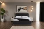 Dormitor NOVA, Pat 160x200 cm, Dulap cu Oglindă și Uși Glisante, Comodă și 2 Noptiere, Set Dormitor Complet Modern, PAL Melaminat 18 mm, Mobila Mega – Dormitoare – imagine 3