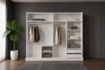 Dormitor NOVA, Pat 160x200 cm, Dulap cu Oglindă și Uși Glisante, Comodă și 2 Noptiere, Set Dormitor Complet Modern, PAL Melaminat 18 mm, Mobila Mega – Dormitoare – imagine 5