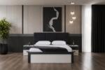 Dormitor SMART, Pat 160x200 cm, Dulap cu Oglindă și Uși Glisante, Comodă și 2 Noptiere, Set Dormitor Complet Modern, PAL Melaminat 18 mm, Mobila Mega – Dormitoare – imagine 3