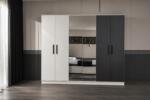 Dormitor SMART, Pat 160x200 cm, Dulap cu Oglindă și Uși Glisante, Comodă și 2 Noptiere, Set Dormitor Complet Modern, PAL Melaminat 18 mm, Mobila Mega – Dormitoare – imagine 4