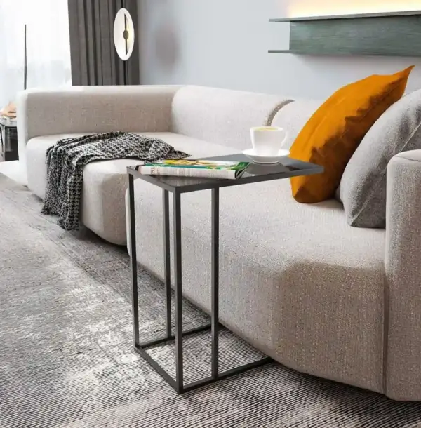 Măsuță Cafea ASYA, Design Modern, Cadru Metalic, 48x39x60 cm, Mobilier Living, Mobila Mega – Măsuțe Cafea – imagine 2