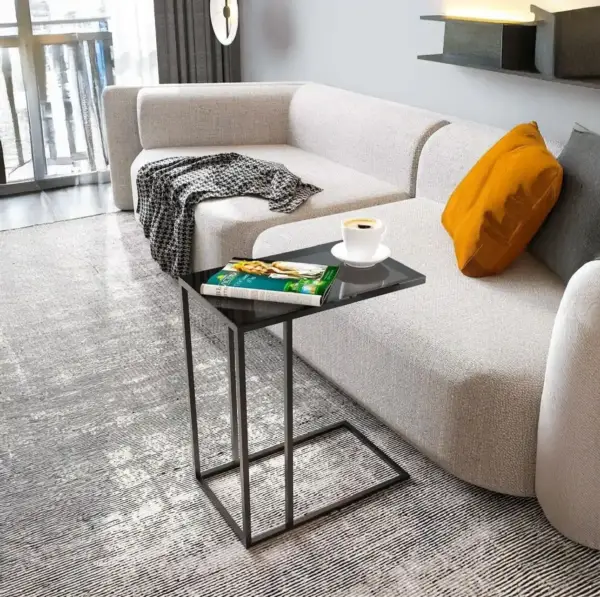 Măsuță Cafea ASYA, Design Modern, Cadru Metalic, 48x39x60 cm, Mobilier Living, Mobila Mega – Măsuțe Cafea