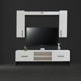 Set Living SELECT, Mobilier Living Modern cu Comodă TV, Vitrine și Polițe, PAL Melaminat 18 mm, Design Modern, Mobila Mega – Mobilier Living – imagine 2