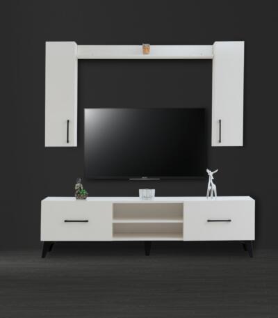 Set Living SELECT, Mobilier Living Modern cu Comodă TV, Vitrine și Polițe, PAL Melaminat 18 mm, Design Modern, Mobila Mega – Mobilier Living – imagine 2