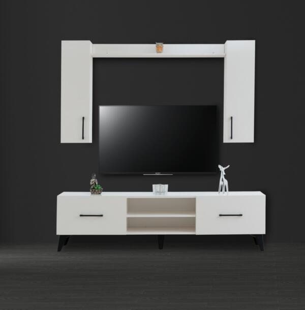 Set Living SELECT, Mobilier Living Modern cu Comodă TV, Vitrine și Polițe, PAL Melaminat 18 mm, Design Modern, Mobila Mega – Mobilier Living – imagine 2
