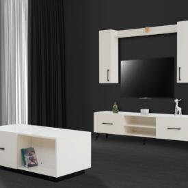 Set Living SELECT, Mobilier Living Modern cu Comodă TV, Vitrine și Polițe, PAL Melaminat 18 mm, Design Modern, Mobila Mega – Mobilier Living