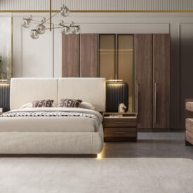 Dormitor LOTUS TZ, Set Dormitor Modern cu Dulap, Pat și Comodă, Design Elegant, Mobilier Dormitor Complet, Mobila Mega – Dormitoare – imagine 2