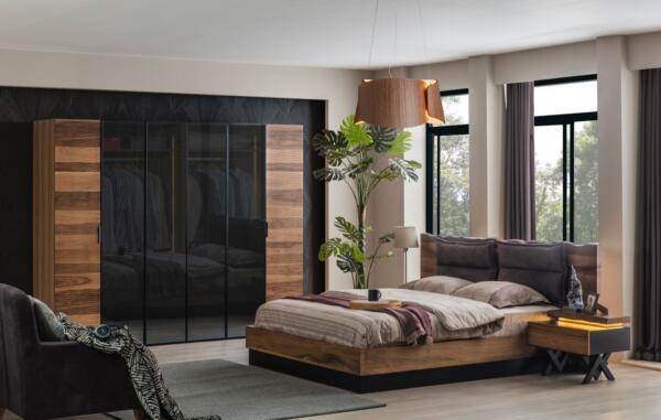 Dormitor OPTIMUS TZ, Set Dormitor Modern cu Dulap, Pat și Comodă, Design Elegant, Mobilier Dormitor Complet, Mobila Mega – Dormitoare
