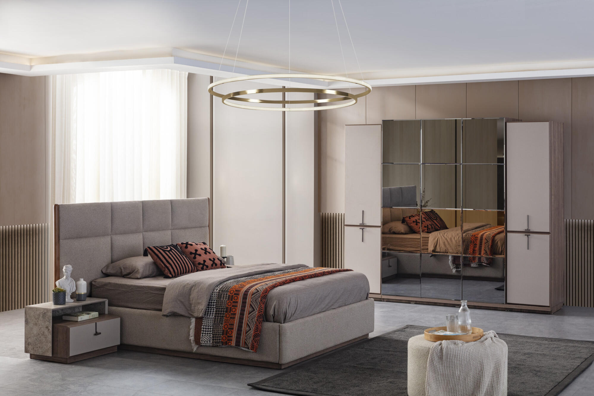 Dormitor ROLEX TZ, Set Dormitor Modern cu Dulap, Pat și Comodă, Design Luxury Contemporary, Mobilier Dormitor Complet, Mobila Mega – Dormitoare