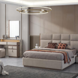 Dormitor ROLEX TZ, Set Dormitor Modern cu Dulap, Pat și Comodă, Design Luxury Contemporary, Mobilier Dormitor Complet, Mobila Mega – Dormitoare – imagine 2