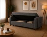 Canapea Extensibilă Zerda 215x87x76 cm cu Ladă Depozitare, 3 Locuri, Funcție Pat 110x182 cm, Design Modern pentru Living – Canapele – imagine 4
