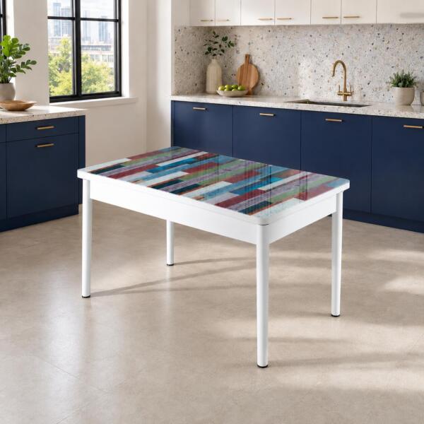 Masa extensibila Gold Turcoaz oferă un design elegant și dimensiuni de 80x130x78 cm, cu extindere generoasă până la 80x165x78 cm. Mobila Mega