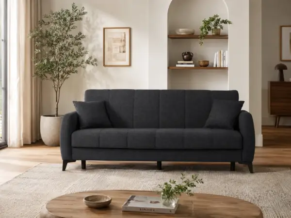 Canapea extensibilă Paris, 208X79X85, cu funcție pat 100x180 cm, sistem click-clack, arcuri Bonell, stofă rezistentă și spațiu de depozitare. Mobila Mega