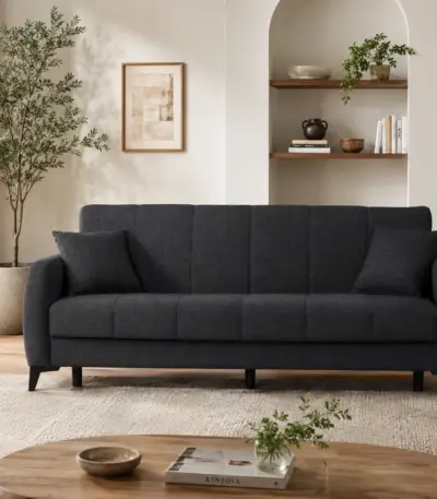 Canapea extensibilă Paris, 208X79X85, cu funcție pat 100x180 cm, sistem click-clack, arcuri Bonell, stofă rezistentă și spațiu de depozitare. Mobila Mega – Canapele