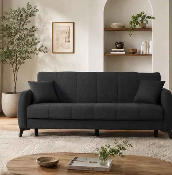 Canapea extensibilă Paris, 208X79X85, cu funcție pat 100x180 cm, sistem click-clack, arcuri Bonell, stofă rezistentă și spațiu de depozitare. Mobila Mega – Canapele