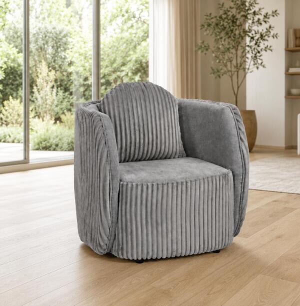 Fotoliu Mira cu brațe, Gri, 84x88x90 cm. Confort si Design. Mobila Mega – Fotoliu