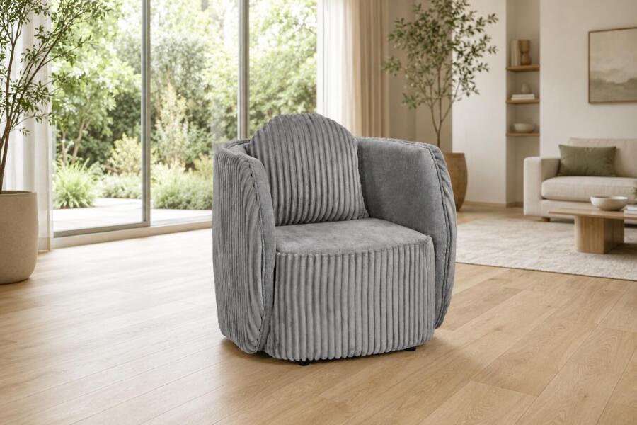 Fotoliu Mira cu brațe, Gri, 84x88x90 cm. Confort si Design. Mobila Mega – Fotoliu