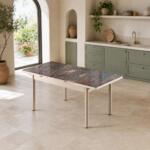 Masă extensibilă Gold Litere, cu blat decorativ și lungime reglabilă de la 130 la 165 cm. Ideală pentru bucătărie, dining sau living. Mobila Mega – Mese și Scaune – imagine 2