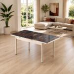 Masă extensibilă Gold Litere, cu blat decorativ și lungime reglabilă de la 130 la 165 cm. Ideală pentru bucătărie, dining sau living. Mobila Mega – Mese și Scaune – imagine 3
