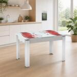 Masă extensibilă Viva Bordo cu blat lucios și imprimeu floral. Dimensiunea de 80 × 130 cm poate fi extinsă până la 80 × 165 cm. Mobila Mega – Mese și Scaune – imagine 2